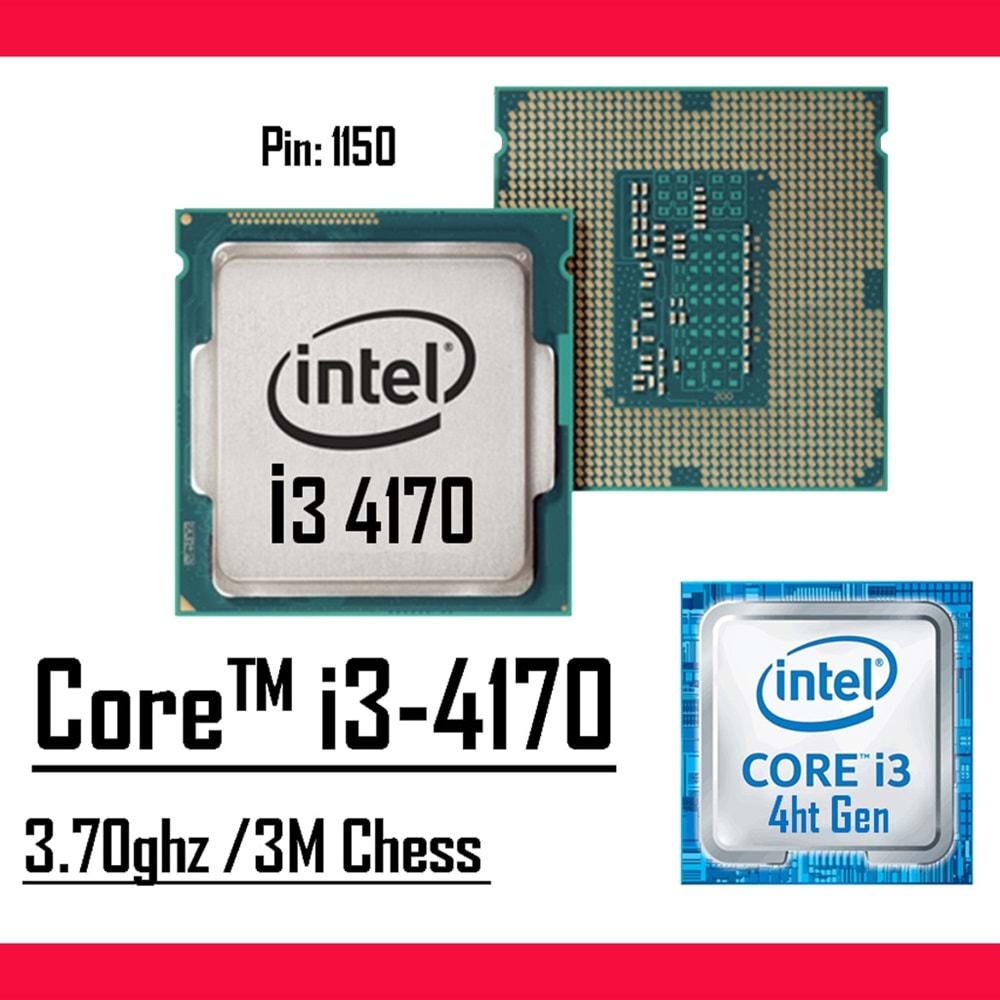 Intel® Core™ i3 4170 3.70 Ghz 3mb Cache Lga 1150p Tray Masaüstü Bilgisayar İşlemci