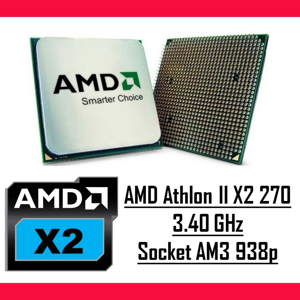 AMD Athlon II X2 270 3.40 Ghz AM3 938p Tray Masaüstü Bilgisayar İşlemci