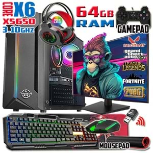 WarboX Monkey Xeon X5650 64gb Ram 256gb Ssd 250gb Hdd R7 240-4gb E.kartı 19