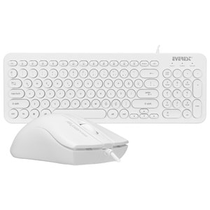 Everest KM-01K Beyaz Kablolu Usb Yuvarlak Tuşlu 3D Mouse Combo Türkçe Klavye + Mouse Set