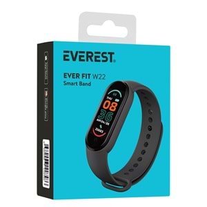 Everest EVER FIT W22 Android/IOS Smart Watch 110mAh Kalp Atışı Sensörlü Siyah Akıllı Bileklik & Saat