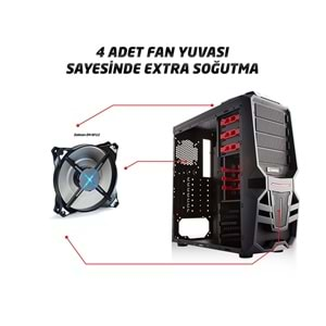 Rampage 72 No BLACK PSU Siyah Usb 3.0 12cm Led Fan Oyun Kasa