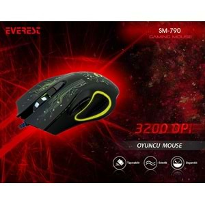 Everest SM-790 SWANKY Siyah 3200 DPİ Gaming Oyuncu Mouse