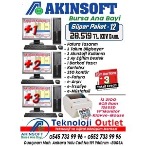 Akınsoft Anabayi TeknolojiOutlet Paket 12 Super + 3 Hediye Takım Pc Yazıcı
