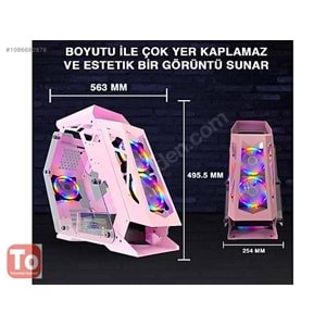 TURBOX LK-04 Gaming Robotik Pembe Boş Rgb Fanlı Kasa