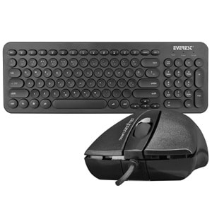 Everest KM-01K Siyah Kablolu Usb Yuvarlak Tuşlu 3D Mouse Combo Türkçe Klavye + Mouse Set