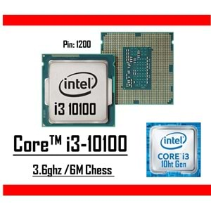 Intel® Core™ i3 10100 3.60 Ghz 6mb Cache Lga 1200p Tray Masaüstü Bilgisayar İşlemci