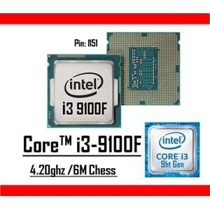 Intel® Core™ i3 9100f 4.20 Ghz 6mb Cache Lga 1151p Tray Masaüstü Bilgisayar İşlemci