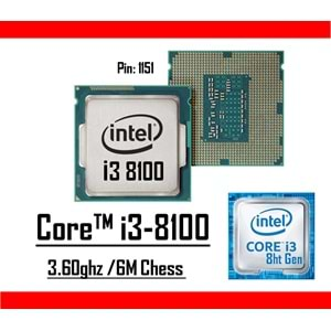 Intel® Core™ İ3-8100 3.60 Ghz 3mb Cache Lga 1151p Tray Masaüstü Bilgisayar İşlemci