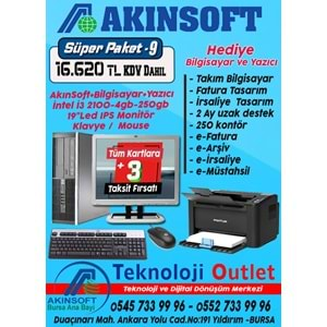 Akınsoft Anabayi TeknolojiOutlet Paket 9 Super + Hediye Takım Pc Yazıcı