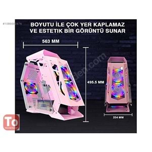 Turbox LK-04 Gaming Robotik Pembe Boş Rgb Fanlı Kasa
