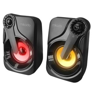 Mikado MD-X27 2.0 Multimedia 3W*2 Siyah 5V USB LED Işıklı Speaker Hoparlör