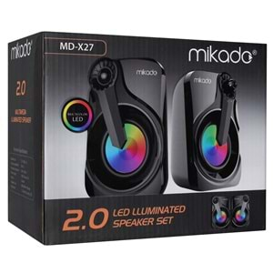 Mikado MD-X27 2.0 Multimedia 3W*2 Siyah 5V USB LED Işıklı Speaker Hoparlör