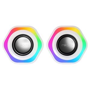 Mikado MD-176 2.0 3W*2 Beyaz RGB Aydınlatmalı USB + 3.5mm USB 5V Speaker Hoparlör