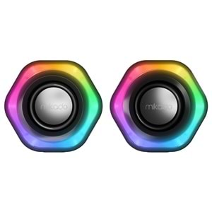 Mikado MD-176 2.0 3W*2 Siyah RGB Aydınlatmalı USB + 3.5mm USB 5V Speaker Hoparlör