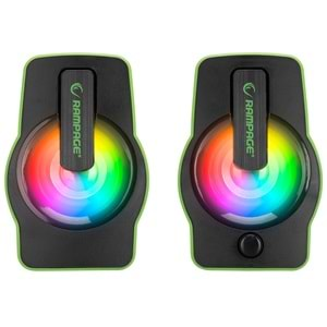 Rampage RMS-G7 FALSETTO 2.0 6 Watt RGB Ledli Yeşil Multimedia Gaming USB Speaker