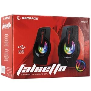 Rampage RMS-G7 FALSETTO 2.0 6 Watt RGB Ledli Kırmızı Multimedia Gaming USB Speaker