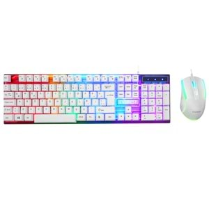 Everest KM-198 Luminax Beyaz Gökkuşağı Aydınlatmalı Q Gaming Oyuncu Klavye + Mouse Set