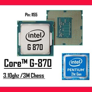 Intel® Pentium™ G870 3.10 Ghz 3mb Cache Lga 1155p Tray Masaüstü Bilgisayar İşlemci