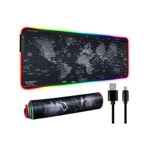 Sarftech 70X30 Dünya Desenli Rgb LED Işıklı Oyuncu Mouse Pad
