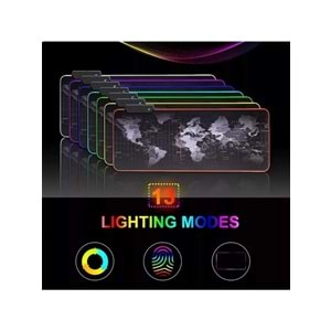 Sarftech 70X30 Dünya Desenli Rgb LED Işıklı Oyuncu Mouse Pad