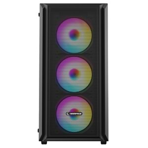 Rampage BETA MESH Standart 4*12cm ARGB Fan Temperli Camlı Mid-T Siyah Oyuncu Kasası