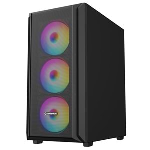 Rampage BETA MESH Standart 4*12cm ARGB Fan Temperli Camlı Mid-T Siyah Oyuncu Kasası
