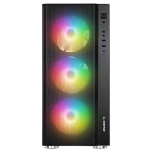 Rampage CARISMA MESH 4*12cm Rainbow Temperli Camlı ATX Mid-T Gaming Oyuncu Kasası