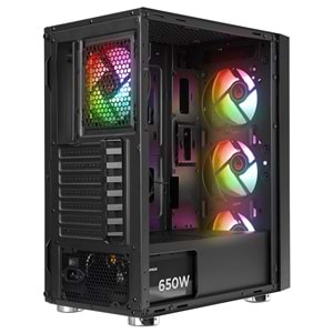 Rampage CARISMA MESH 4*12cm Rainbow Temperli Camlı ATX Mid-T Gaming Oyuncu Kasası