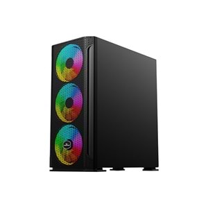 Rampage TRAPPER Temper Camlı Siyah 3*14cm + 1*12cm ARGB Fanlı Gaming Oyuncu Kasası