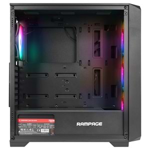 Rampage SPEAR 750W 80+ BRONZE Siyah 4*RGB Auto Fan ATX Mid-T Gaming Oyuncu Kasası