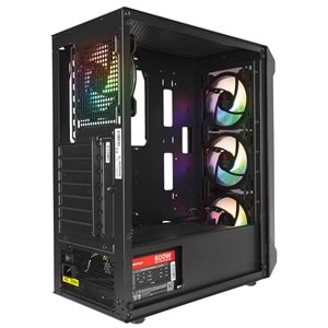 Rampage BLADE Mesh Temperli Camlı 600W 80+ Siyah 4*12cm Sabit RGB Fan ATX Mid-T Gaming Oyuncu Kasası