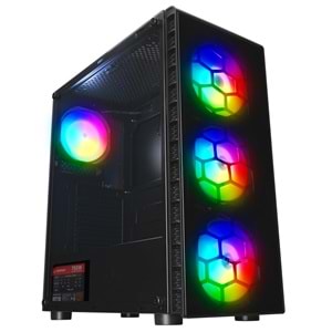 Rampage REDSKY RGB 4*12cm RGB Fan Temperli Camlı Mid-T Gaming Oyuncu Kasası