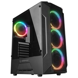 Rampage FUSION 4*12cm Rainbow Temperli Camlı ATX Mid-T Gaming Oyuncu Kasası