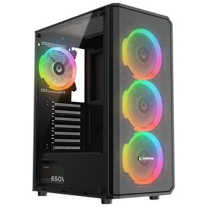 Rampage HELIOS Mesh 650W 80 Plus Bronze Siyah 4*12cm Rainbow ATX Mid-T Gaming Oyuncu Kasası