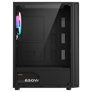 Rampage HELIOS Mesh 650W 80 Plus Bronze Siyah 4*12cm Rainbow ATX Mid-T Gaming Oyuncu Kasası