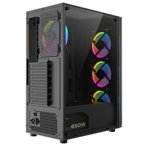 Rampage HELIOS Mesh 650W 80 Plus Bronze Siyah 4*12cm Rainbow ATX Mid-T Gaming Oyuncu Kasası