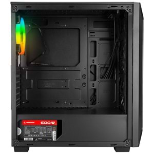 Rampage SAILOR Temperli Camlı 600W 80+ BRONZE Siyah 4*12cm Rainbow Fanlı ATX Mid-T Gaming Oyuncu Kasası