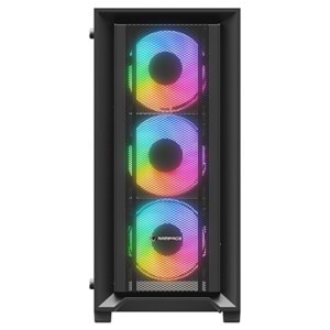 Rampage VOYAGER Siyah 4*RGB Auto Fan ATX Mid-T Gaming Oyuncu Kasası