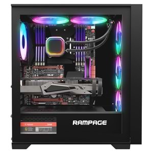 Rampage VOYAGER Siyah 4*RGB Auto Fan ATX Mid-T Gaming Oyuncu Kasası