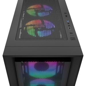 Rampage VOYAGER Siyah 4*RGB Auto Fan ATX Mid-T Gaming Oyuncu Kasası