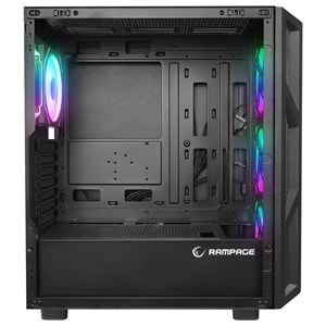 Rampage HUMBLE Mesh Siyah Temperli Camlı 4x12cm RGB Fan ATX Mid-T Gaming Oyuncu Kasası