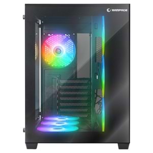 Rampage ICEBLADE Temperli Camlı Siyah 7*12cm ARGB Transparan ATX Mid-T Gaming Oyuncu Kasası