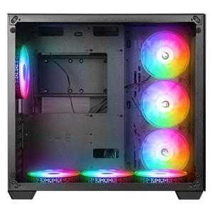 Rampage ICEBLADE Temperli Camlı Siyah 7*12cm ARGB Transparan ATX Mid-T Gaming Oyuncu Kasası