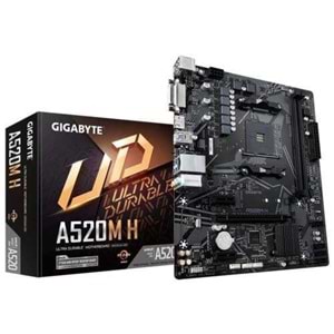 Gigabyte A520M H Sata,M2 Ddr4 5000MHz Usb 3.2 Dvi Hdmi Ses G.Lan AM4 Anakart