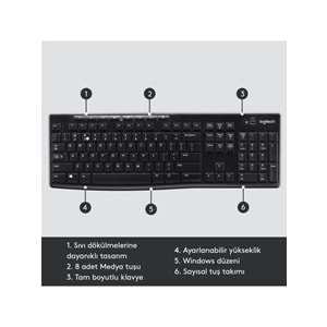 Logitech K270 Tam Boyutlu Kablosuz Türkçe Klavye - Siyah