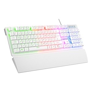 Rampage KB-RX77 RUNNER Beyaz USB Rainbow Aydınlatmalı Q Bilek Destekli Gaming Klavye