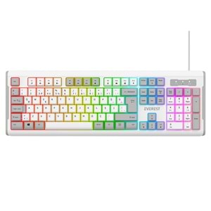 Everest KB-74 Beyaz/Gri USB Rainbow Aydınlatmalı Q Membrane
