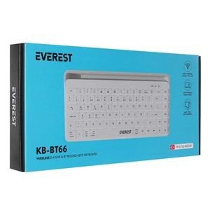 Everest KB-BT66 Beyaz 2.4G+BT1+BT2 üçü bir arada 3 in 1 Q Kablosuz klavye
