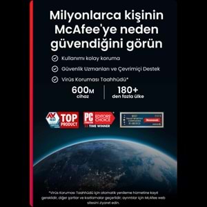 McAfee LiveSafe Antivirüs 2 Yıllık / Sınırsız Cihaz Lisans
